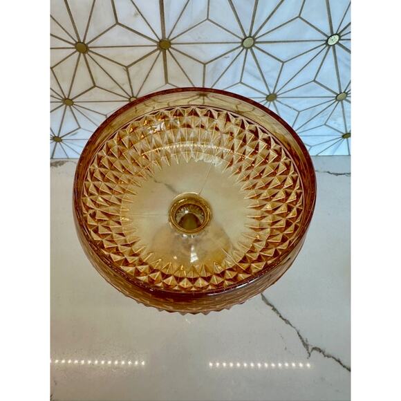 Vintage Amber Glass Compote | Footed Candy Dish, Likely Fenton or Indiana Glass - Picture 3 of 4